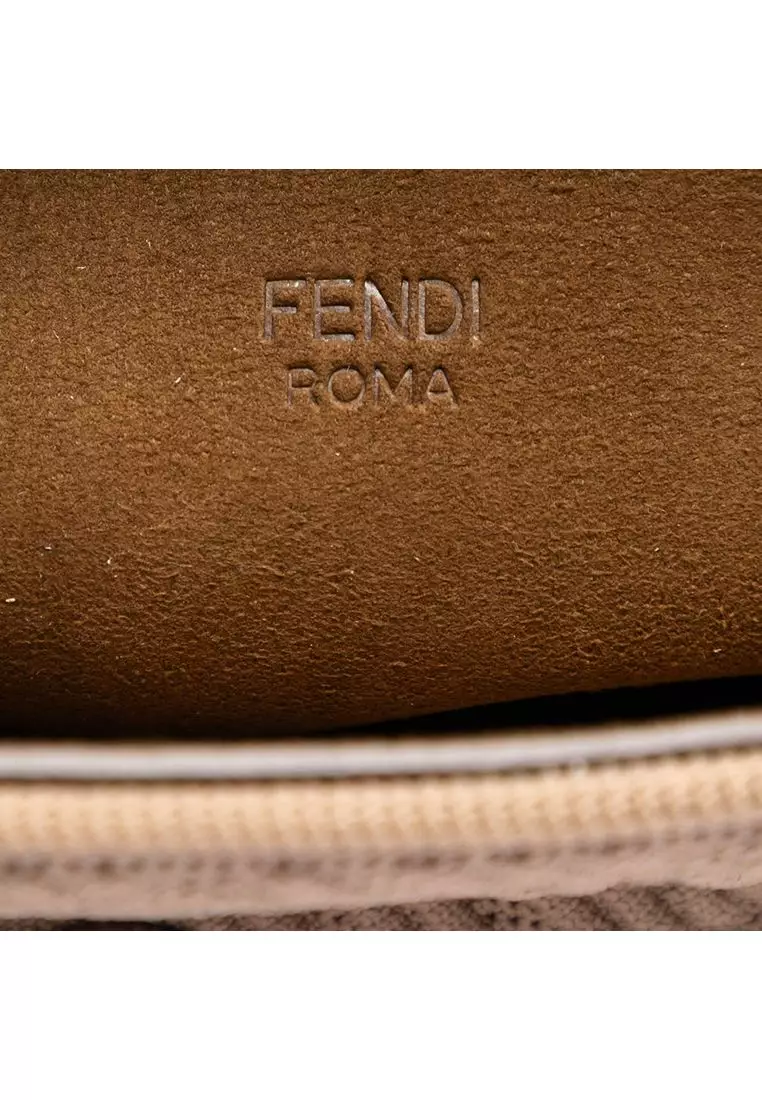 Pre-Loved Fendi Zucca Embossed Technical Fabric Chain Midi Baguette