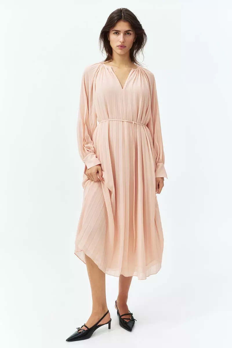 Pleated chiffon dress