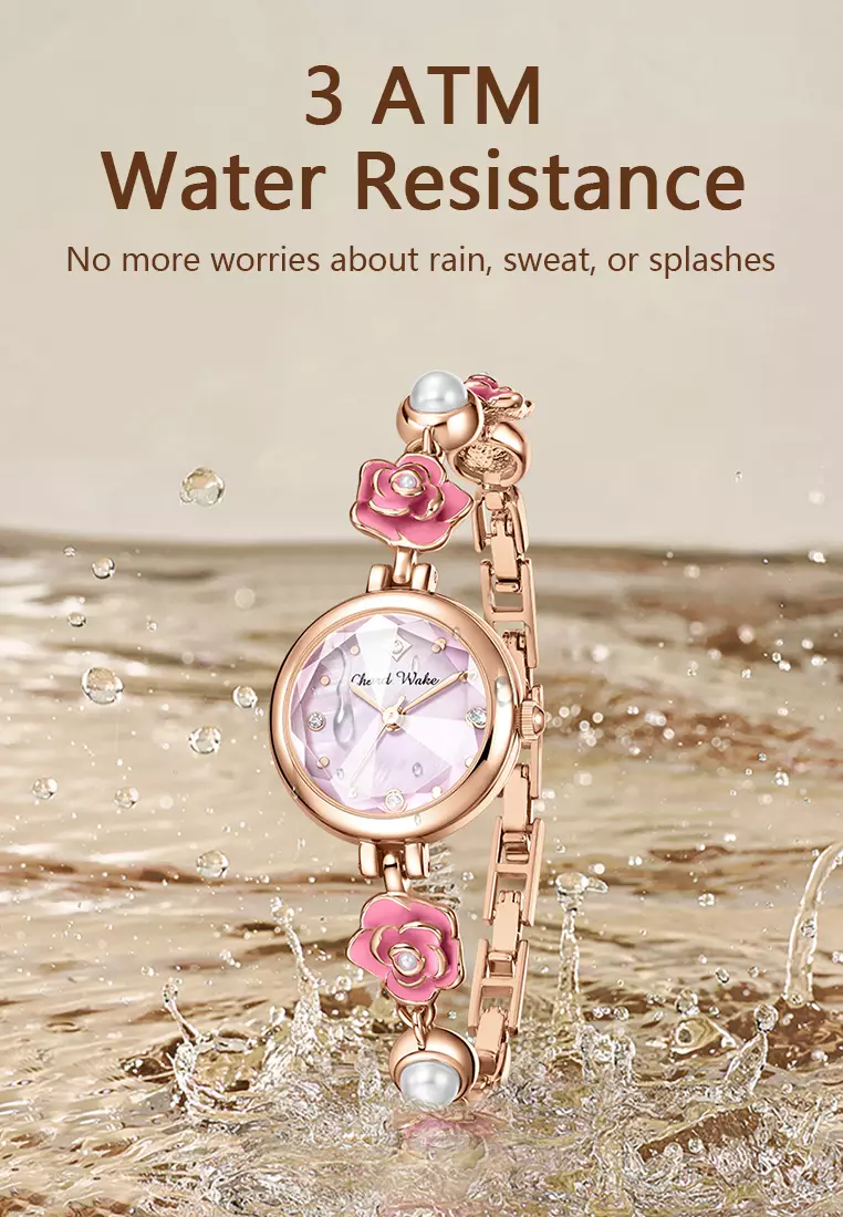 Jam Tangan Wanita Original Anti Air Tali Gelang Bunga-Bunga Korea Fashionn Jam Tangan Cewek pink