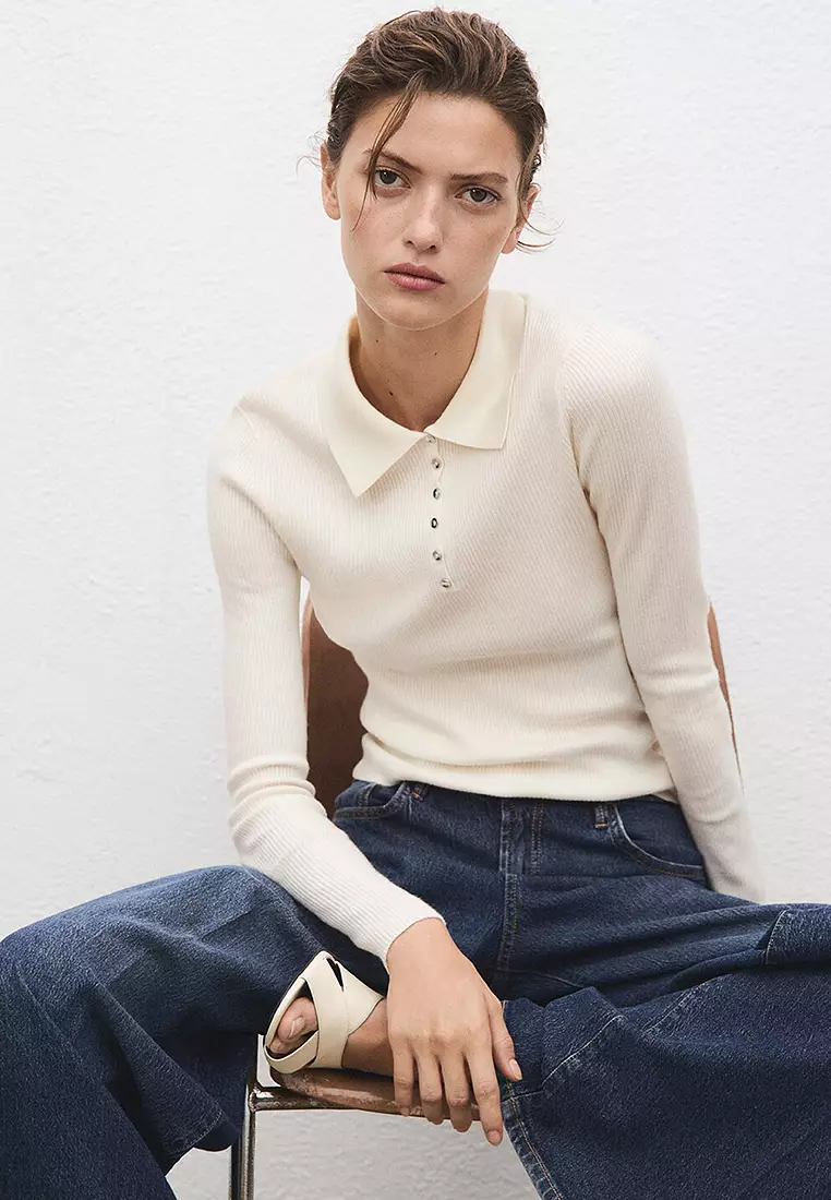 Jual Mango Polo-Neck Ribbed Sweater Original 2026 | ZALORA Indonesia