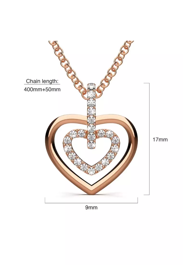 KRYSTAL COUTURE Heart Necklace Embellished with SWAROVSKI® crystals-Rose Gold/Clear