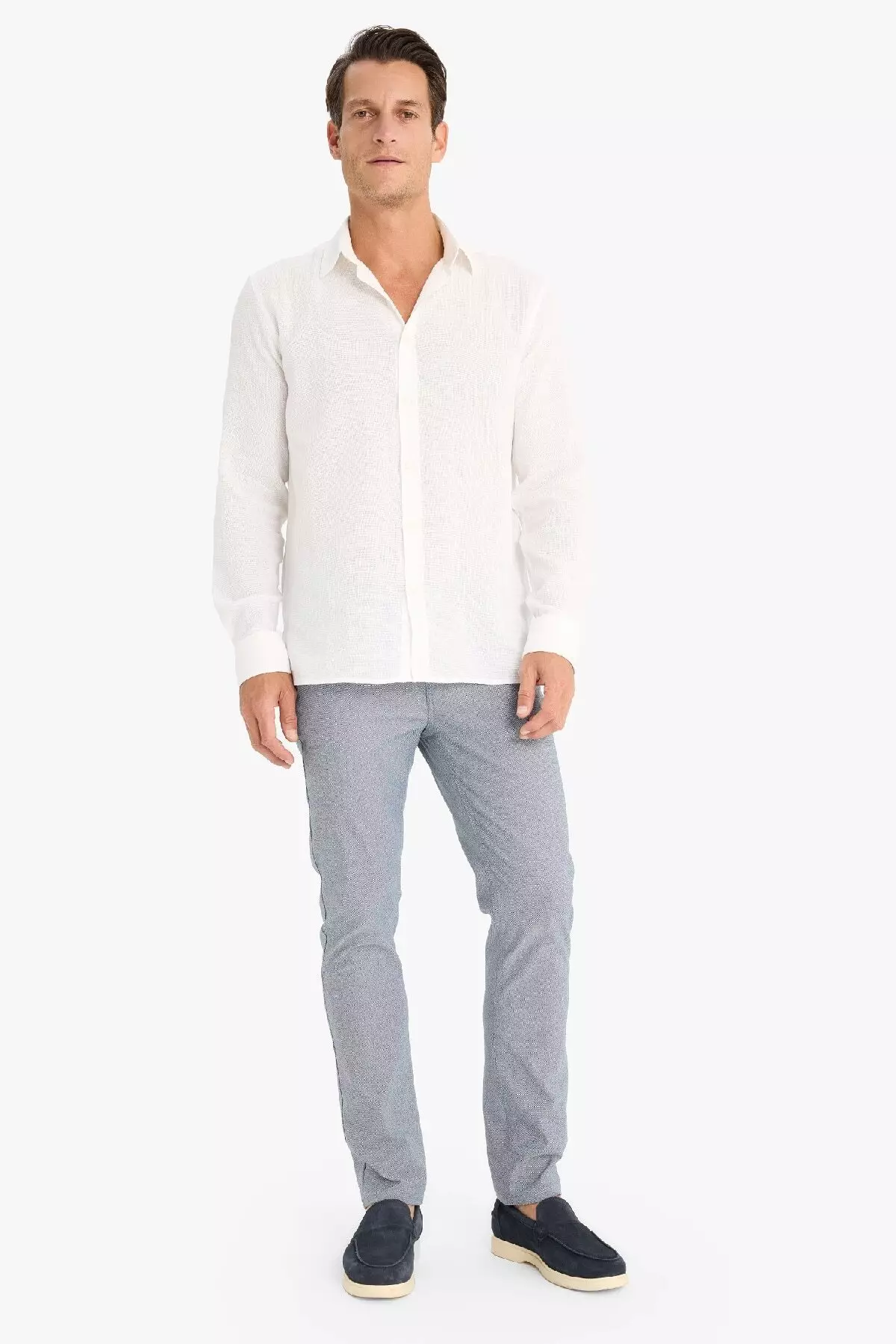 Summer Chino Canvas Textured Trousers Slim Fit Slim Fit Pockets Narrow Leg T1055Az25Sp