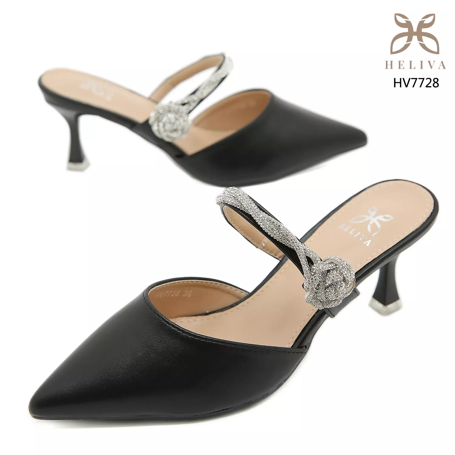 Heliva Messiany High Heels for Woman String Rhinestone Flower Sol 6.5cm HV7728