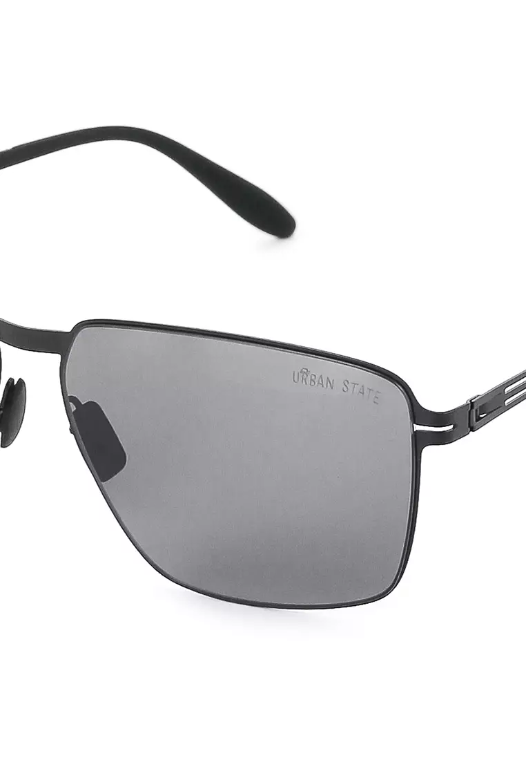 Polarized Stainless Frame Oversized Rectangular Sunglasses