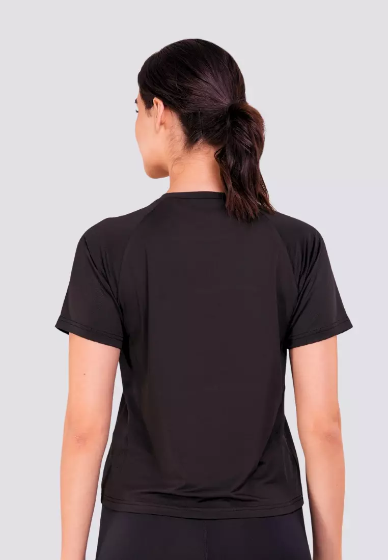 Loose Fit Short-Sleeved Shirt with Reflective Logo Print Activewear for Women