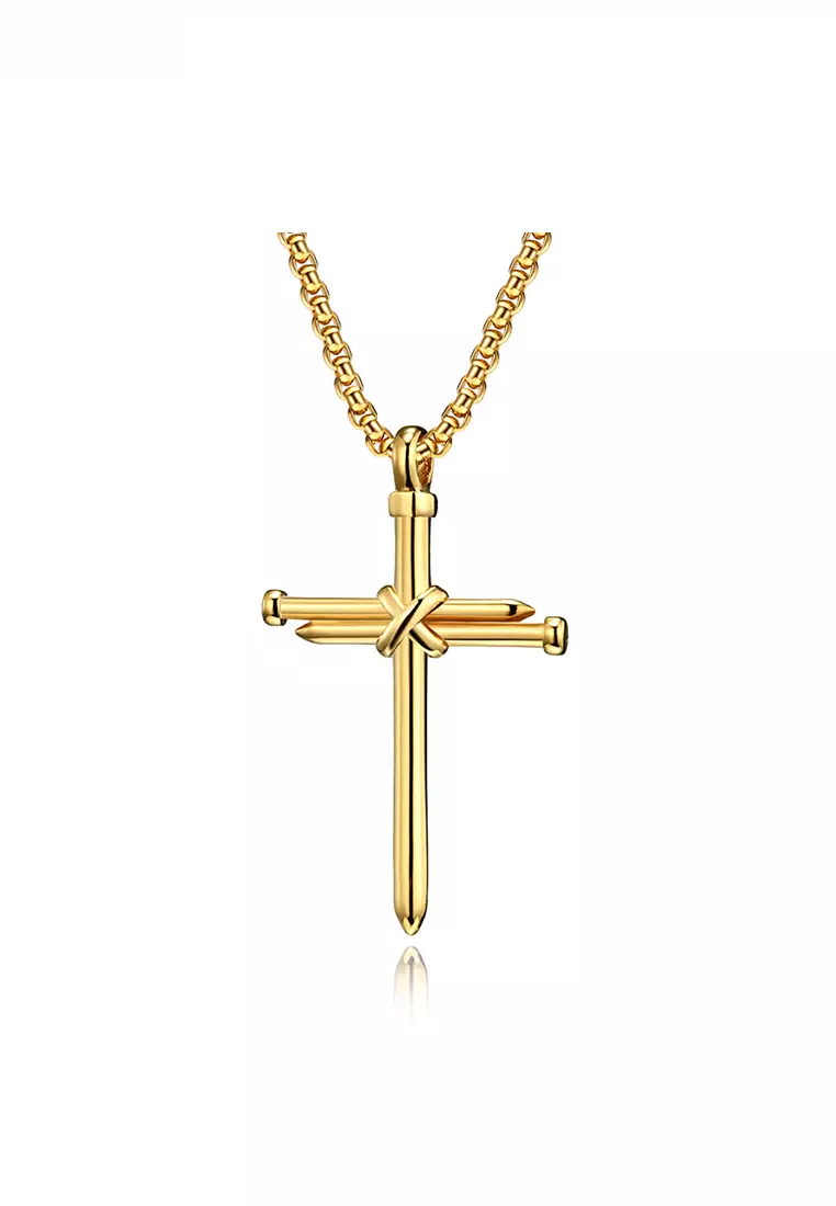 Gold nail cross top necklace