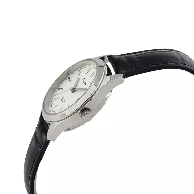 Jam Tangan Couple Alba ARX137X1_ARX119X1 Couple Silver Dial Black Leather Strap