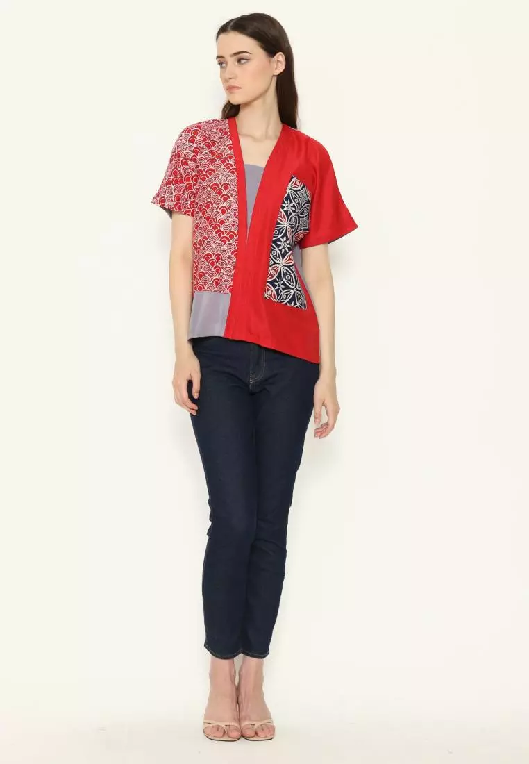 Blouse Batik Wanita - Bhatara Batik Ria - Atasan Batik Modern Lengan Pendek