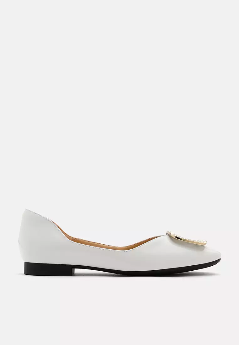 Discount on Pazzion  shoes - SKU: Mura Gold Buckle Shiny Leather Flats Black