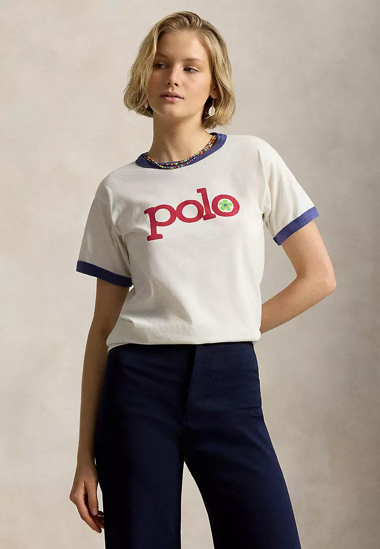 Logo Cotton Jersey Ringer Tee