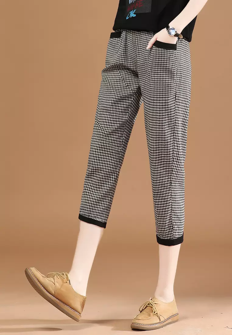 Checked pants girls deals