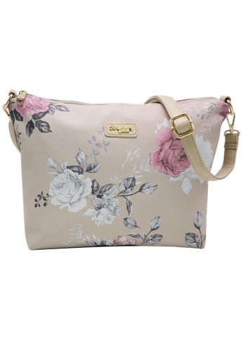 STRAWBERRY QUEEN beige Strawberry Queen Flamingo Sling Bag (Floral AL, Beige) 1D4AAAC221ACF3GS_1