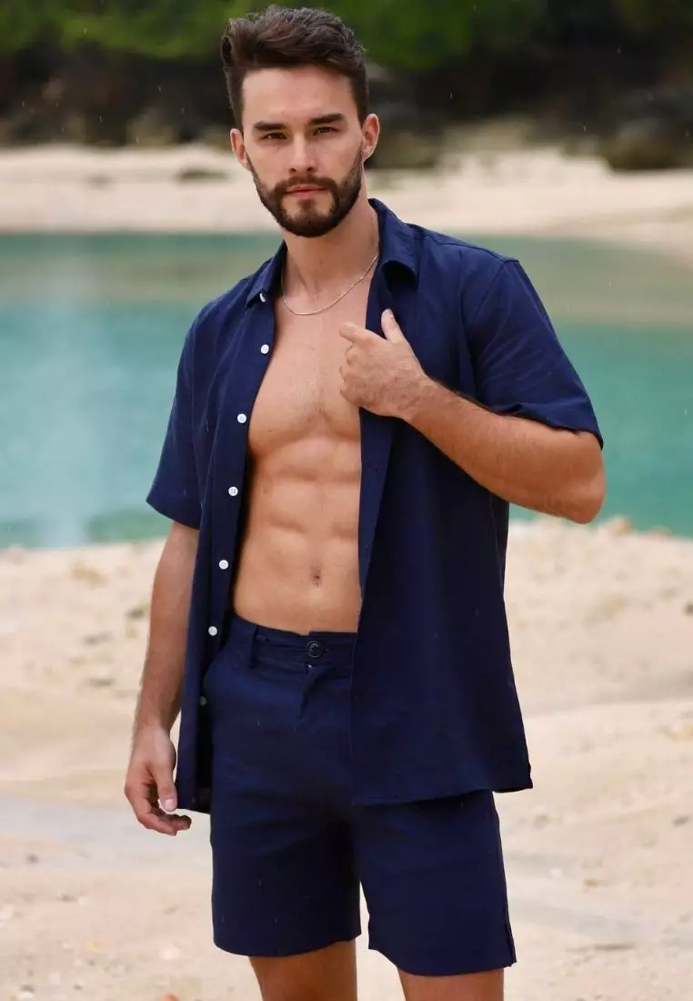 Durban Celana Pendek Linen Pria Navy | Linen Short pants Men Navy