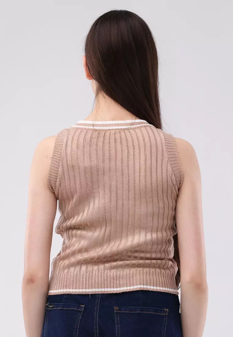 Knitted V-neck Sleeveless Blouse