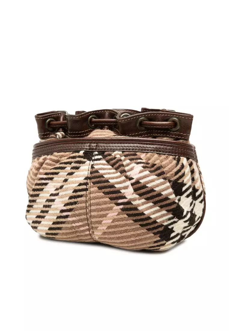 Pre-Loved Burberry Supernova Check Wool Drawstring Crossbody