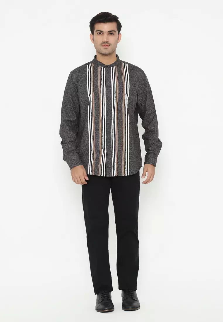 POLICE Kemeja Koko Printing Cotton Soft Regular Fit Lengan Panjang Pria