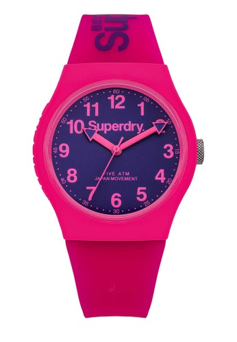 Superdry 粉紅色 Superdry Urban Blue and Pink Silicone Watch 29FEAAC9F4D814GS_1