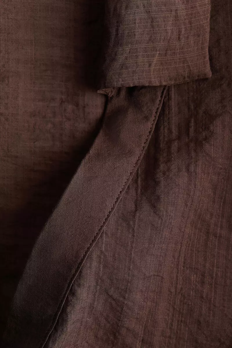 Tie-detail linen-blend shirt