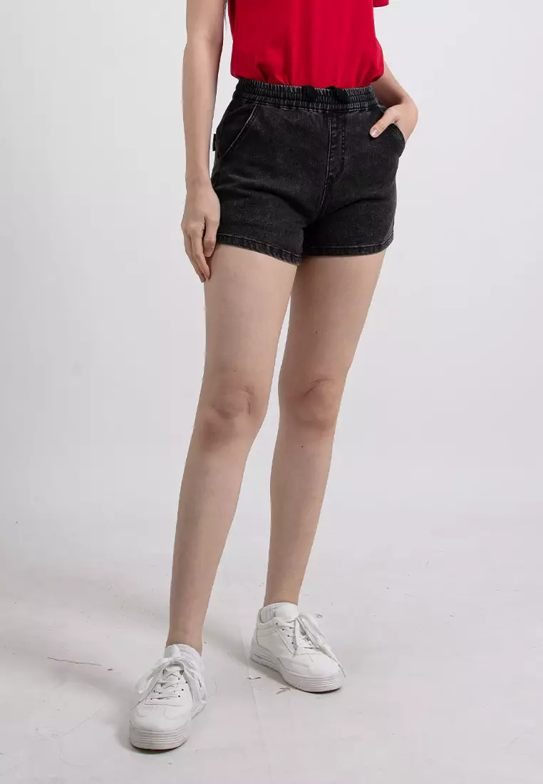 Forest Ladies Stretchable Denim Short Pants Casual Elastic Denim Shorts Women - 860162-01Black