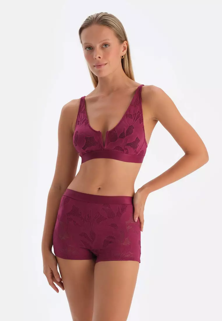 Damson Boxer, Floral Printed, Short Leg, Underwear for Women