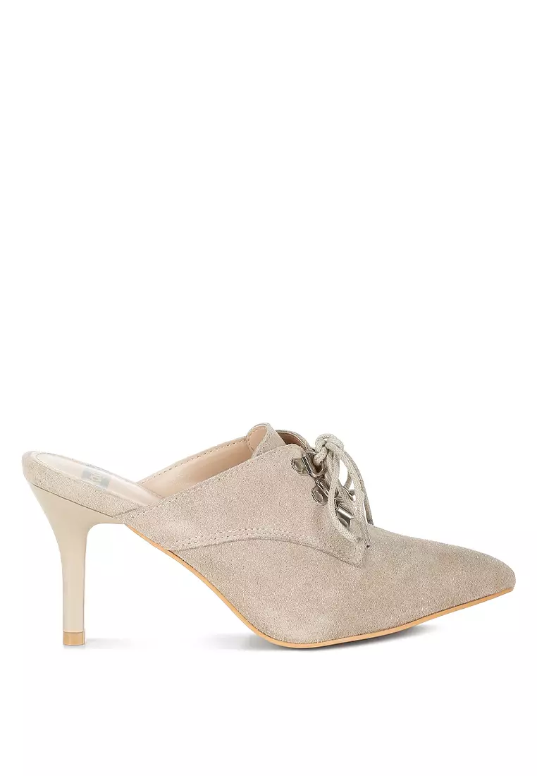 Discount on Rag & CO.  shoes - SKU: Suede Stiletto Mules In Beige