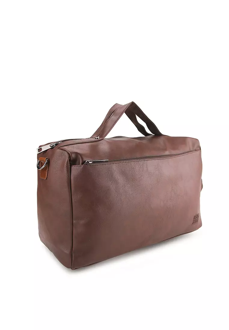 Distressed Leather Carry Duffel Bag