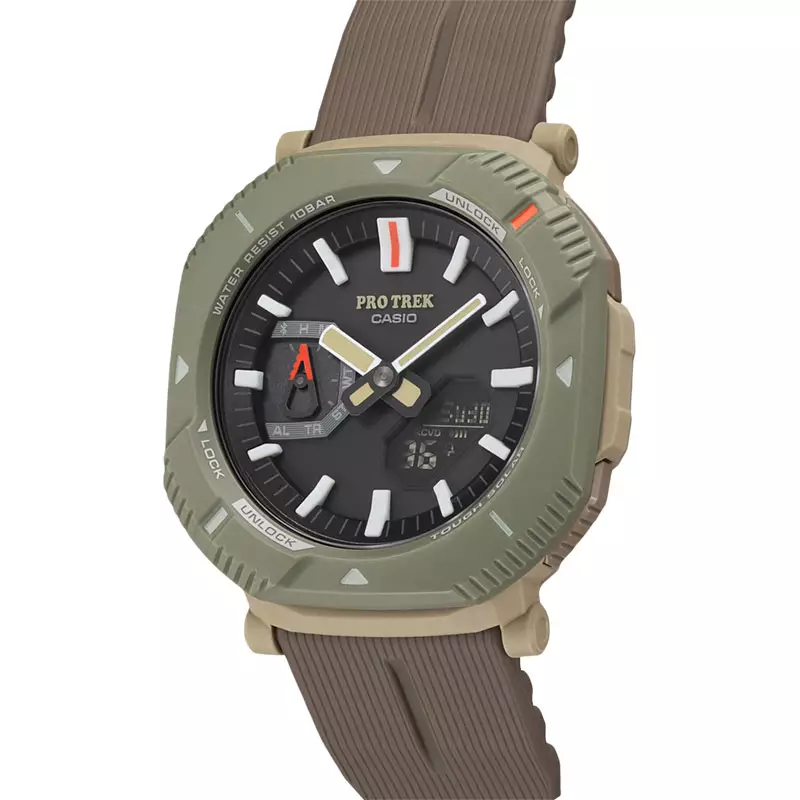Jam Tangan Pria Casio Pro Trek PRJ-B001-5DR Tough Solar Digital Analog Dial Brown Resin Band
