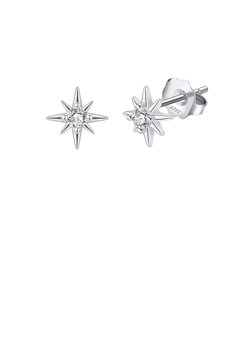 Buy Glamorousky 925 Sterling Silver Simple Cute Star Stud Earrings