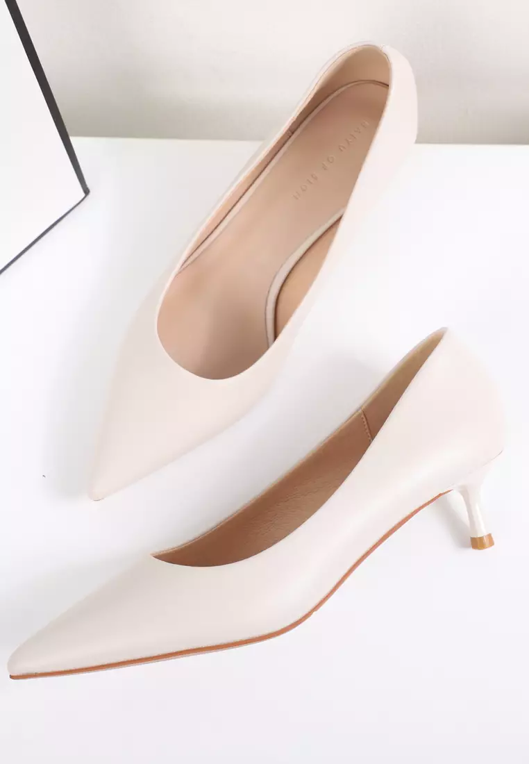 4.5CM Microfiber Leather Pointy Pumps 2045-2