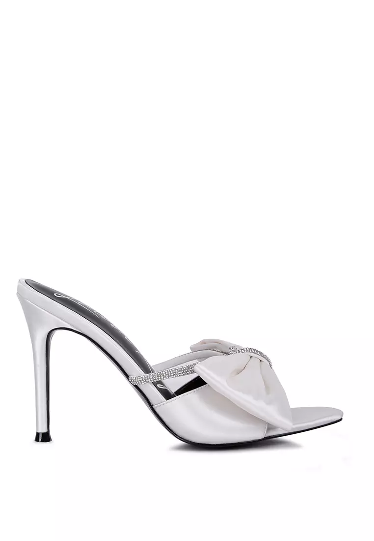 Discount on London Rag  shoes - SKU: White Jewel Strap High Heeled Satin Sandal