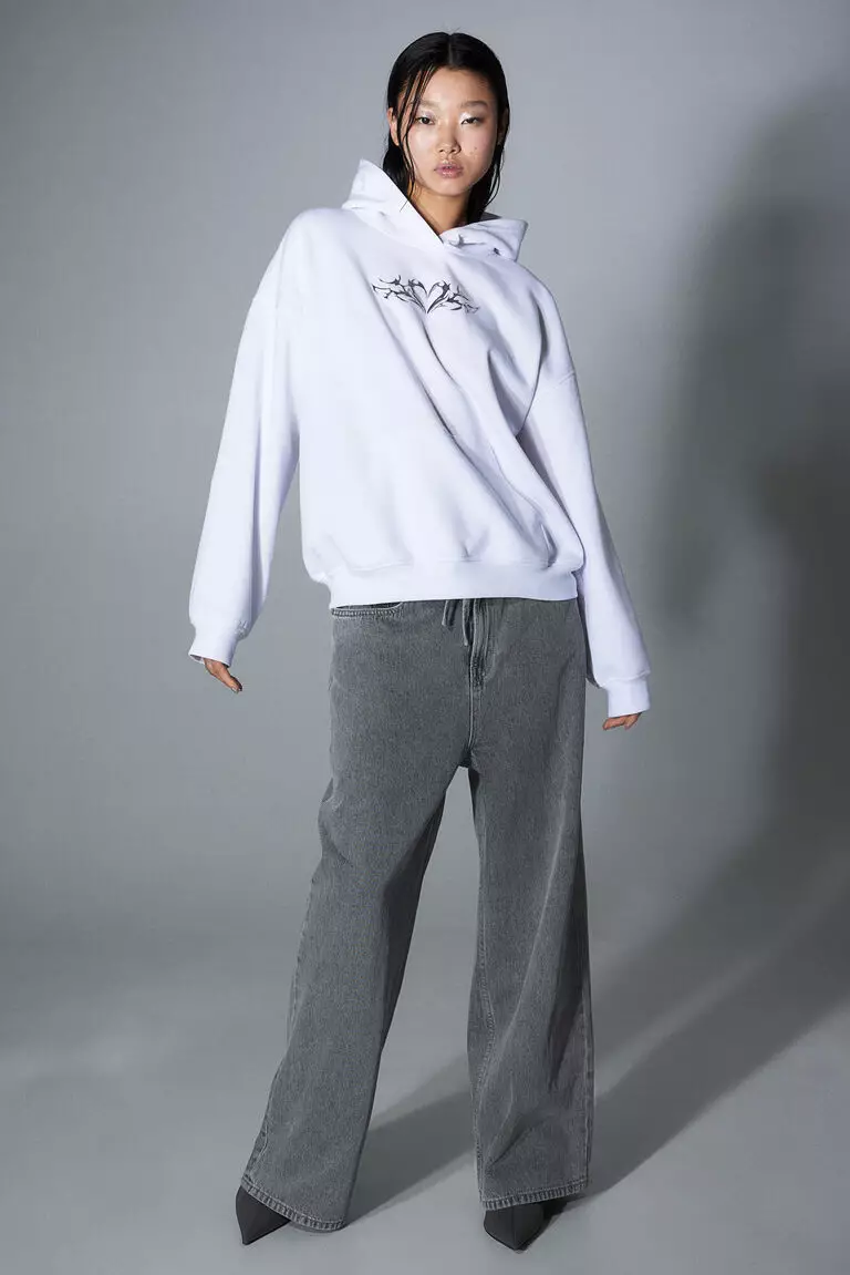 Oversized motif-detail hoodie