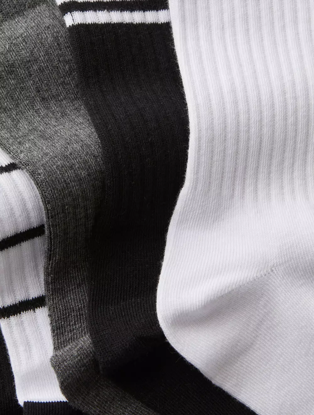 5PK CREW SOCK - BLACK/WHITE STRIPE MIX