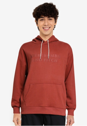 Abercrombie & Fitch red Print Pullover Hoodie 6B9CCAAA4BAB53GS_1