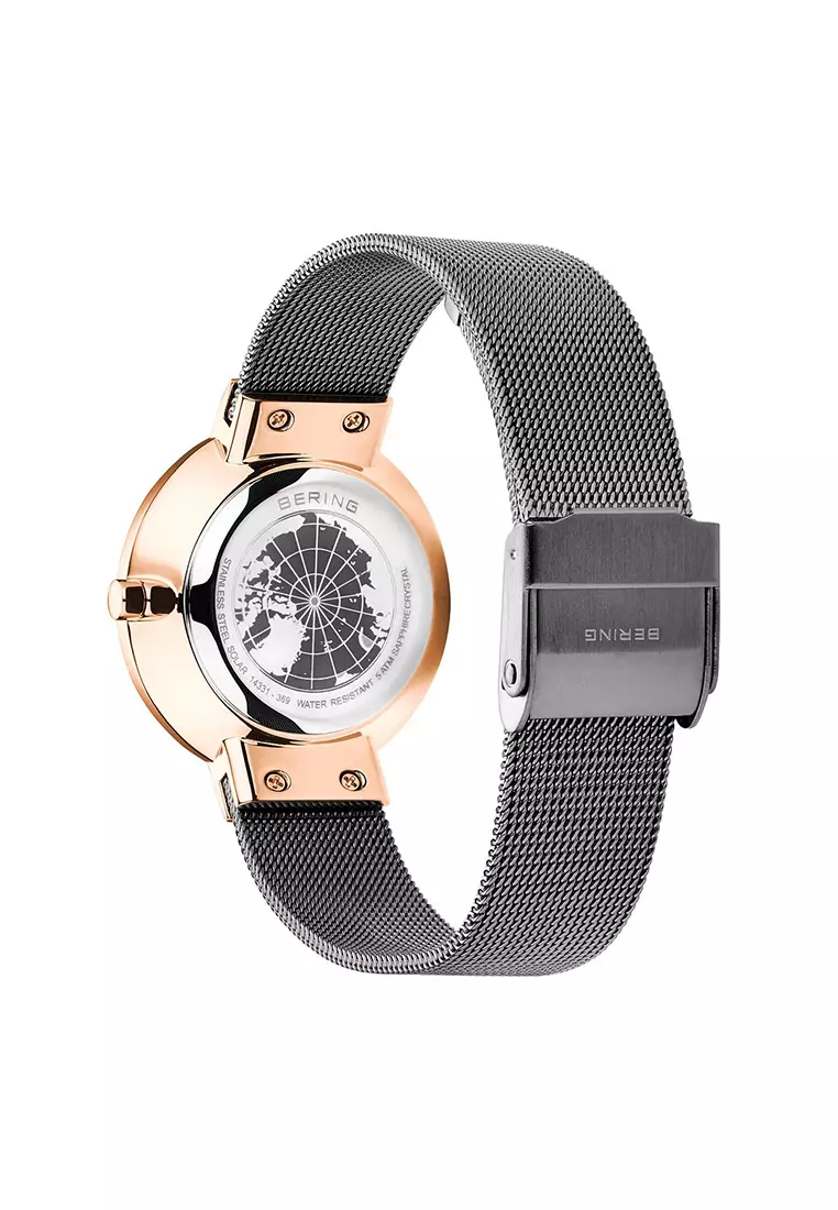 Women's Grey Steel Mesh Bracelet and Grey Dial Solar Watch - 14331-369