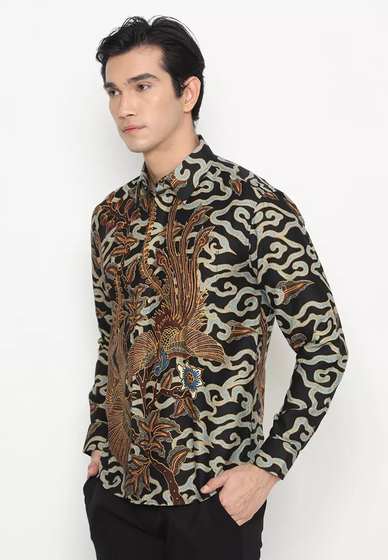 Kemeja Batik Pria Reswara - Black/Blue