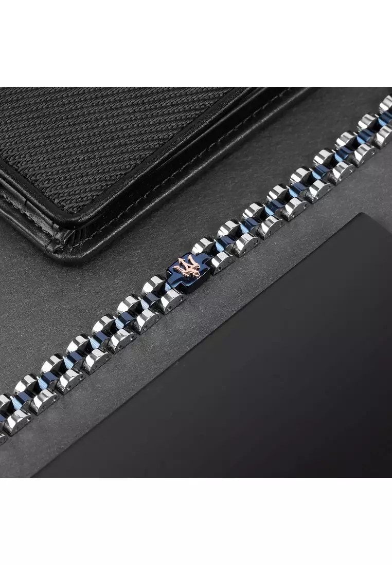 Maserati Jewels 210mm Men's Stainless Steel Bracelet, Blue, JM320AST10 (Adjustable)
