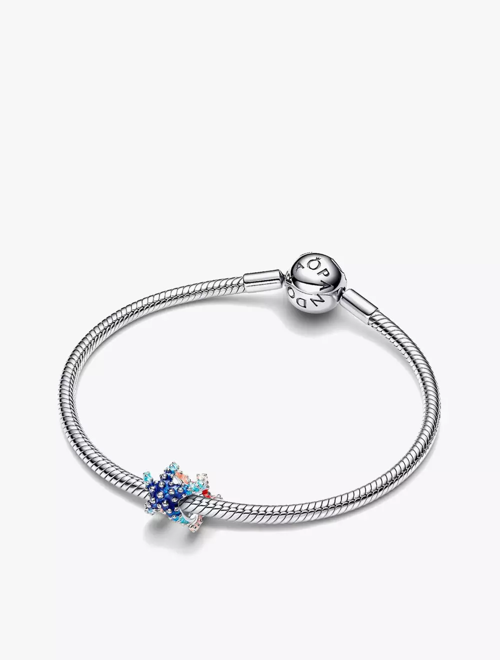 Starfish sterling silver charm with shaded blue and pink enamel