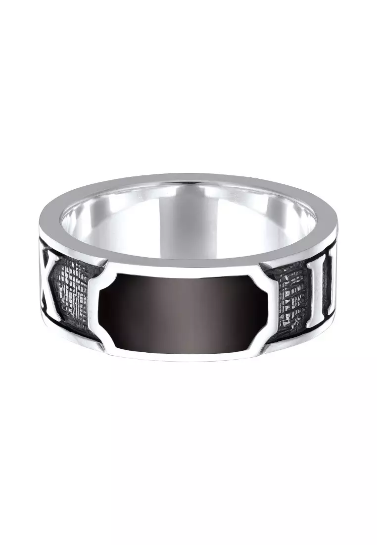 EXCLUSIVE Cincin Perhiasan Perak 925 Pria Roman Numerals Ancient