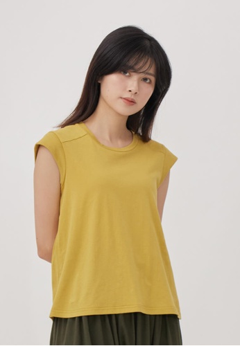 so that's me yellow High Twist Cotton Mini sleeves Yoke Top Mustard 3CD12AA6EC9FFEGS_1