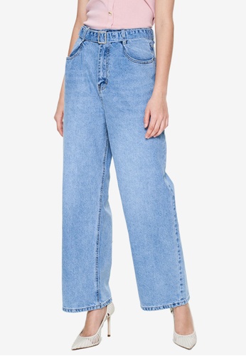 Buy Urban Revivo Belted Flare Jeans Online Zalora Singapore