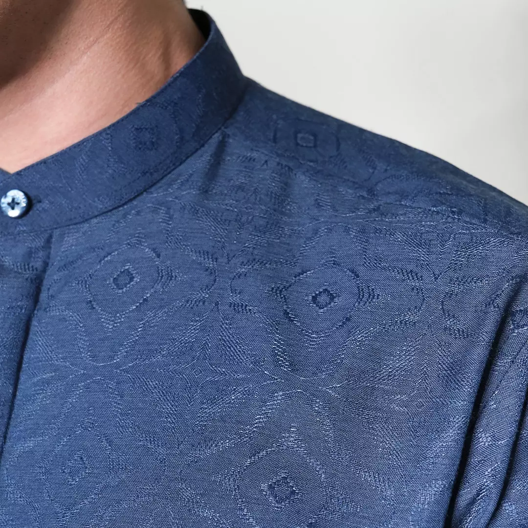 Casella Baju Koko Pria Lengan Panjang Motif Elegan | Baju Koko Yusuf 9996 Navy