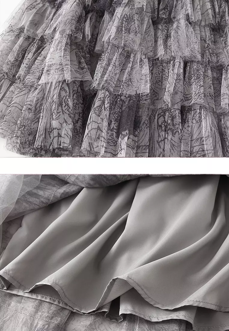 扎染網紗蛋糕裙 AF-0327