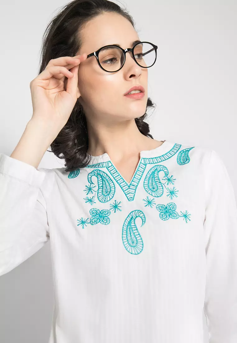 LGS - Kemeja Blouse Wanita - Motif Bordir - Warna Putih - LLSH.385.P1028.B337.7C-L/S