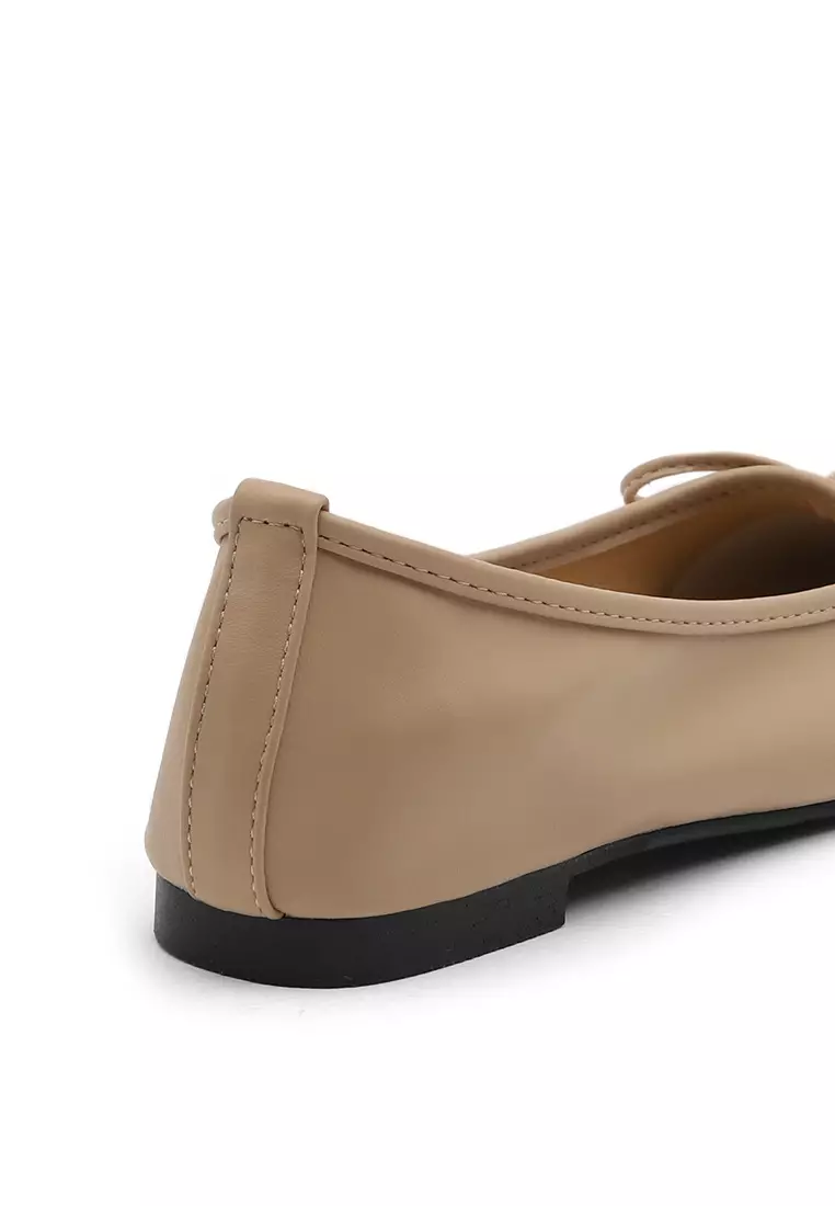 Ellisy Ribbon Flats (1cm) - Beige