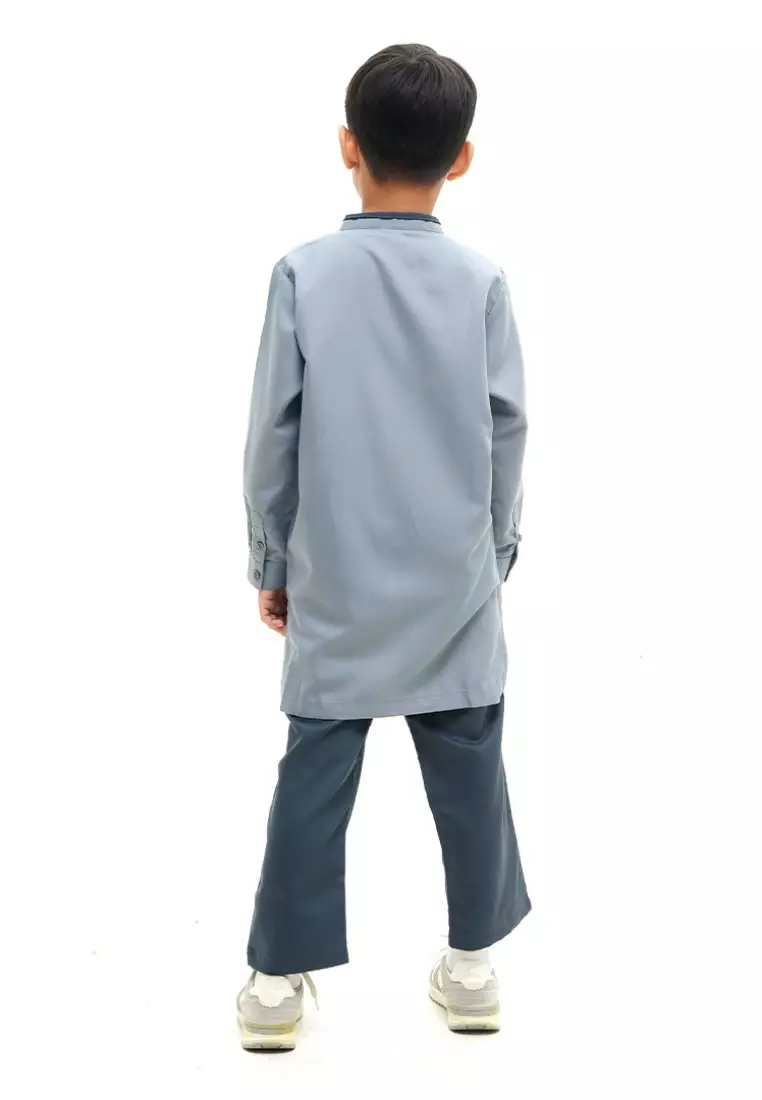 Rabbani - Setelan Jubah Koko Anak Lengan Panjang Jukid Hamad Exclusive - Cement