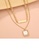 Glamorousky silver Fashion Personality Plated Gold Geometric Square Pendant with Double Layer Necklace 57E23ACBE76150GS_3