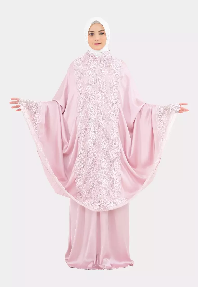 Cotton Bee - Syerin Lace Prayer Set | Mukena Renda | Mukena Dewasa - Cherub Pink