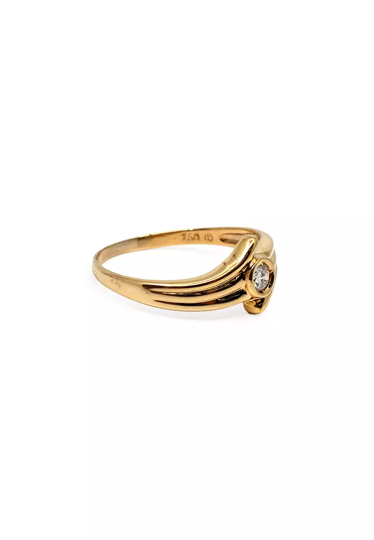 18K Yellow Gold Lady Ring with Diamonds
