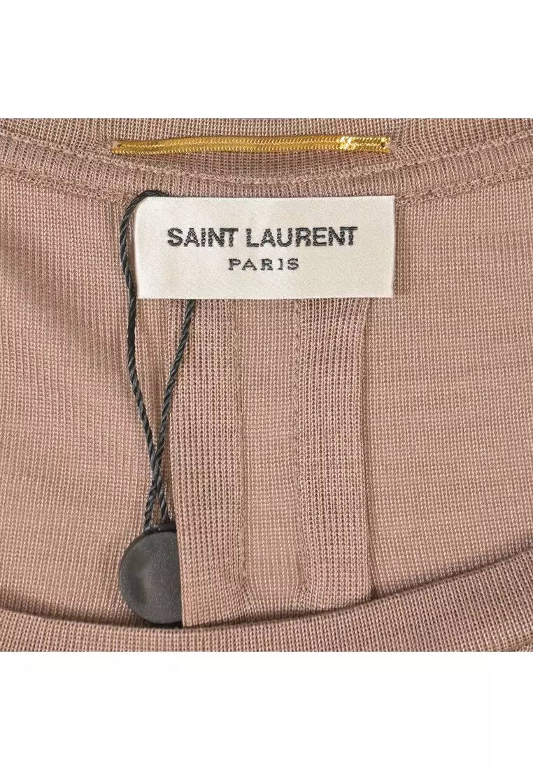 Pre-Loved Saint Laurent Dolman Sleeve Top In Beige Polyester