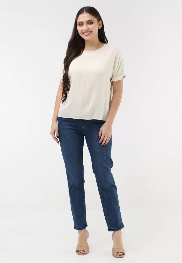 Textured Woven Short Sleeves Blouse